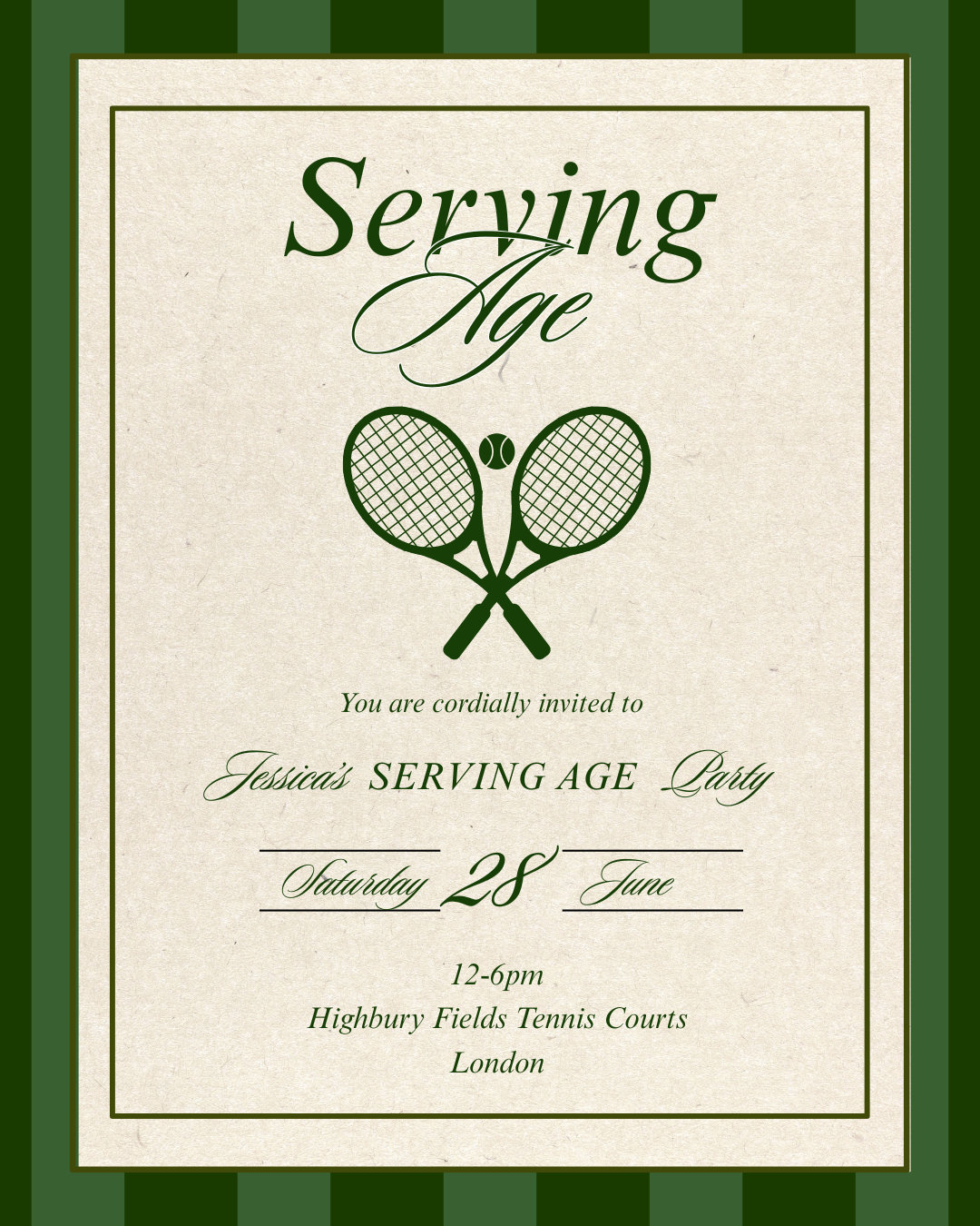 Serving Age moodboard, padel club, tennis balls, whites and green tablescape, view 2