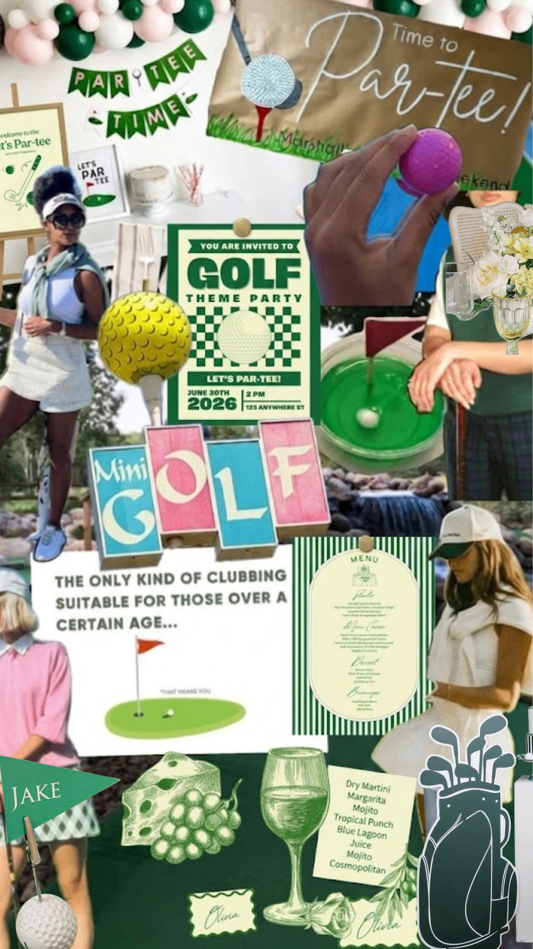 Country club green let's partee birthday kit
